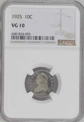 1825 Capped Bust Dime NGC VG-10 Label Error - Image 1 of 2