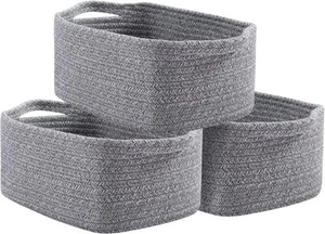 OIAHOMY Cotton Rope Baskets, Woven Baskets for 3 Pack, Gray Variegated - Picture 1 of 7