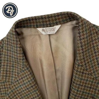 1980's 42 R Orvis X Harris Tweed Light Brown Gun Check Wool Blazer Made USA - Image 1 of 4