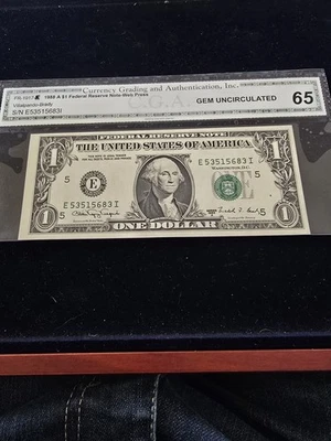 1988 $1 Dollar Bill Richmond Federal Reserve, Uncirculated  - Image 1 of 2