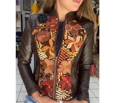 Chaqueta bordada de cuero genuino mia & Aprile Foto 1 de 4