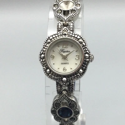 Reloj de Cuarzo Regent Vintage Mujer 21mm Tono Plateado Azul Batería Nueva 7.75" Foto 1 de 4