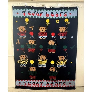 Manta artesanal corona vintage oso de peluche reversible Yugoslavia globos Vuteks Bl - Imagen 1 de 14