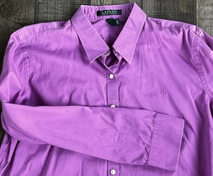 LAUREN Ralph Lauren Girls Shirt Button Up XL  Pink Long Sleeve Classic Preppy - Picture 1 of 4