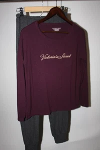Womens Victoria's Secret S thin long sleeve pajama set shirt pants poly viscose - Picture 1 of 9