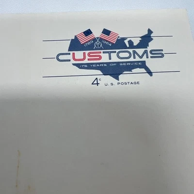 Lot of 25 US 4 Cent Postal Cards Postcards Unused 1964 Customs 175 Years Service - Image 1 of 3