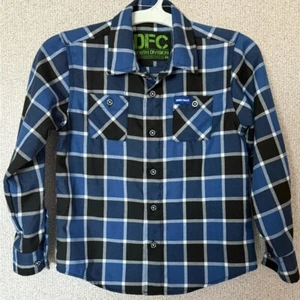 Dixxon Kids Size Small "GREY DAZE'' plaid button down long sleeve shirt blue - Picture 1 of 5
