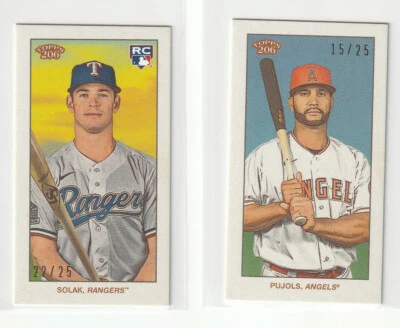2020 TOPPS 206 CYCLE BACK #ed 25 UPICK ALBERT PUJOLS ANGELS NICK SOLAK RC TEXAS - Image 1 of 2