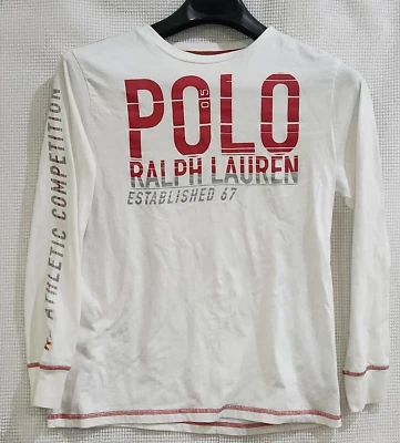 Polo Ralph Lauren RL67 Polo RL Competición Manga Larga Camiseta Blanca JUVENTUD L ROJO Foto 1 de 4