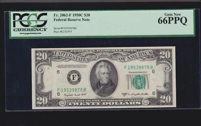 US 1950C $20 FRN Atlanta FR 2062-F PCGS 66 PPQ GEM CU (878) - Image 1 of 2