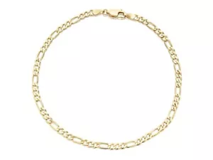 18k Layered Real gold filled Figaro Link Anklet Bracelet 10 inches - Picture 1 of 9