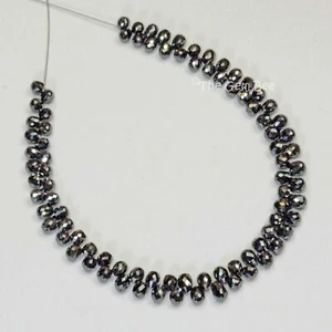 5 Stück Natürlich Lose Schwarz Gebohrt Diamant Briolette Tropfen Schliff Perlen - Bild 1 von 4