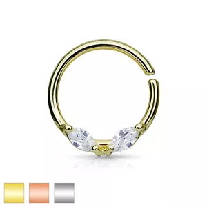 Marquis CZ Prong Set Surgical Steel Bendable Cartilage Nose Hoop Septum Ring - Picture 1 of 4