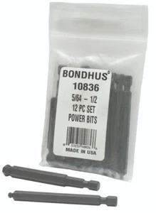 Bondhus 12pc 1/4in Shank Hex Power Bit Set SAE Standard 5/64-1/2 BallDriver USA - Picture 1 of 3