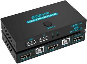 KVM Switch SGEYR HDMI USB KVM Switch 2 Ports 4K KVM USB Umschalter 2PC 1Monitor
