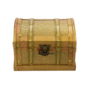 Retro Wooden Pirate Treasure Chest Box Gem Jewelry Trinket Keepsake Storage Case - Picture 1 of 10