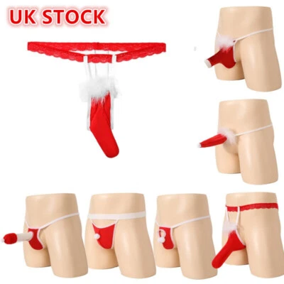 Mens Santa G-String Thongs Novelty Gift Bikini Xmas Christmas Themed Fancy Brief