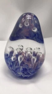 Glass Paperweight Blue And Pink - Picture 1 of 1
