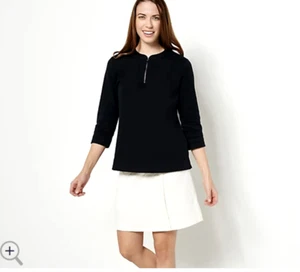 Isaac Mizrahi Live! Soho Petite Quilted Knit Jacquard Skort White Quartz 3X PLUS - Picture 1 of 2
