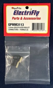 Great Planes GPMM3113 | ElectriFly 3.5mm Gold-Plated Female Bullet Connectors - Picture 1 of 2