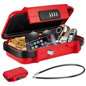 Portable Safe Lock Box Mini Waterproof Travel Safe with Combination Lock - Picture 1 of 9