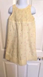 "LAURA ASHLEY GIRLS" Size 4 Girls Cotton Sleeveless Yellow Floral Smocked Dress - Picture 1 of 15