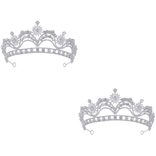  2pcs Wedding Headwear Luxury Retro Headpiece Rhinestone Crown Bridal Hair