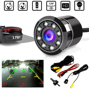 Car Rear View Backup Reverse Camera 170° CMOS 8 LED HD Night Vision Waterproof - Picture 1 of 12