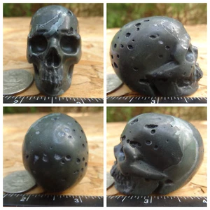 2.0" Camouflage Jasper Stone Skull Hand Carved Realistic 99.8g 3.5oz Crystal - Picture 1 of 12