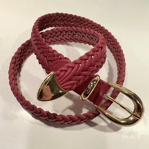 Vintage Honors Sz Small Genuine Cowhide Red Leather Braided Belt w/ Brass Buckle - Picture 1 of 6