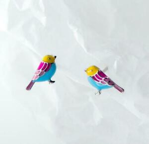 Lovely Tiny Bird 925 Sterling Silver Kids Girls Colorful Stud Earrings A1276