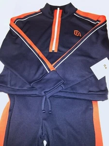 Boy's Blue and Orange Hoodie Jacket Pants Set with Leg Zip Size 7-8 - Picture 1 of 11