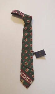 NWT Polo ralph lauren Mens Cotton Floral Ties Made in Italy Green - Picture 1 of 7
