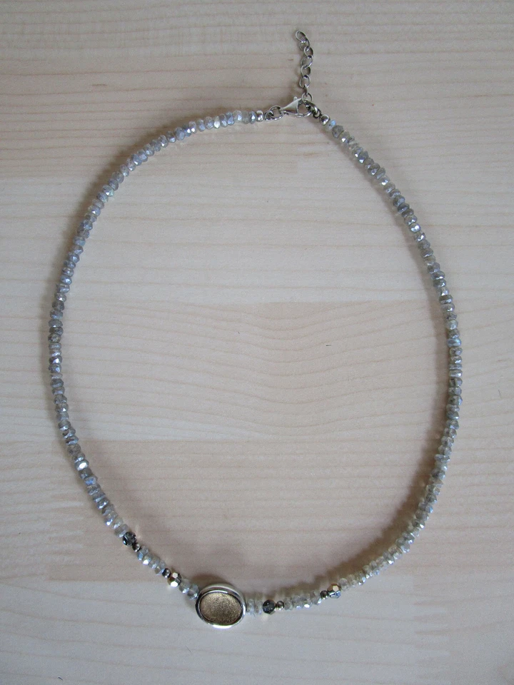 Zierliche KETTE - Labradorit facettiert 4mm - 925er SILBER mit Vergoldung - Bild 1 von 4