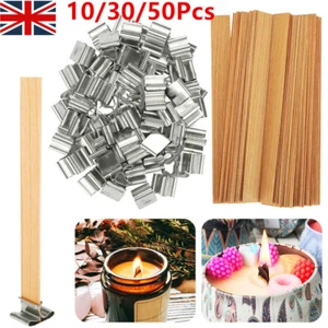 10-50X Wooden Wicks Kit - Natural Crackling Wood Wicks for DIY Candle Making UK - Picture 1 of 27