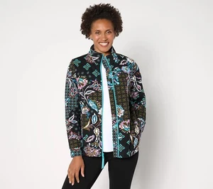 Sport Savvy Sz SMALL Printed Patchwork French Terry Jacket BLACK MULTI A655347 - Picture 1 of 1