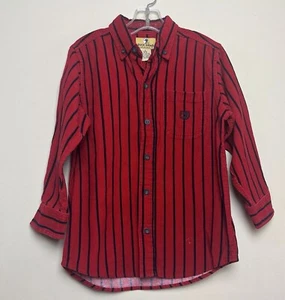 Vintage Duck Head Corduroy Long Sleeve Button Up Red Blue Striped Youth Sz 4/5 - Picture 1 of 6