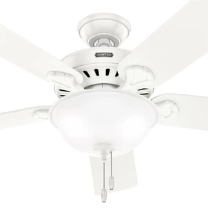 Hunter Fan 52 inch Traditional Fresh White Ceiling Fan with Light and Pull Chain - Picture 1 of 7
