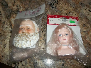 Mangelsen's Vintage Porcelain Santa Doll Head With Hands / Fibre Craft Doll Head - Picture 1 of 6