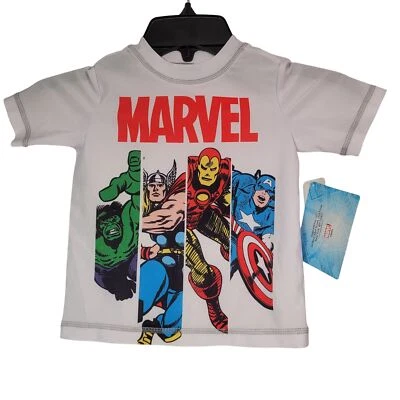 漫威复仇者联盟男孩浩克雷神钢铁侠美国队长Rash Guard T恤2T — 第 1/4 张图片