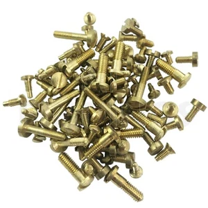 100 Uhrenschrauben Mixgröße MESSING für Uhrwerke Gehäuse Glocken Ersatzteile/Reparaturen - Bild 1 von 2