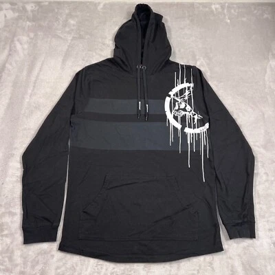 Metal Mulisha Hoodie Mens Medium Black White Dripping Paint Graphic Pullover - Image 1 of 4