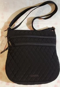 VERA BRADLEY Trio Zip Hipster CLASSIC BLACK Crossbody Purse Bag Microfiber $95 - Picture 1 of 4