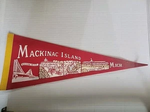 Vintage Felt Pennant Mackinac Island Michigan 1950s - Picture 1 of 3