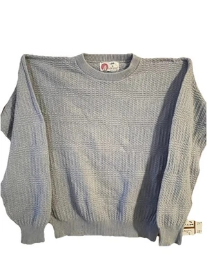 Vintage Isle Of Cotton light Blue Pattern Sweater Size medium Made in USA - Image 1 of 4