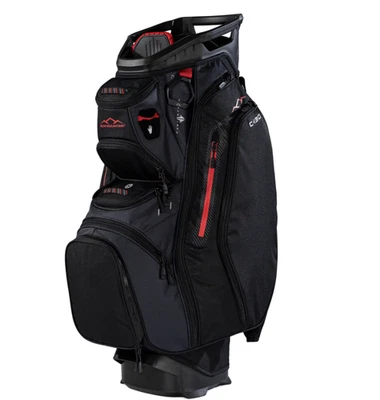 NEW SUN MOUNTAIN  C-SERIES C-130 CART BAG   /  14-WAY  /  BLACK, STEEL, RED - Image 1 of 2
