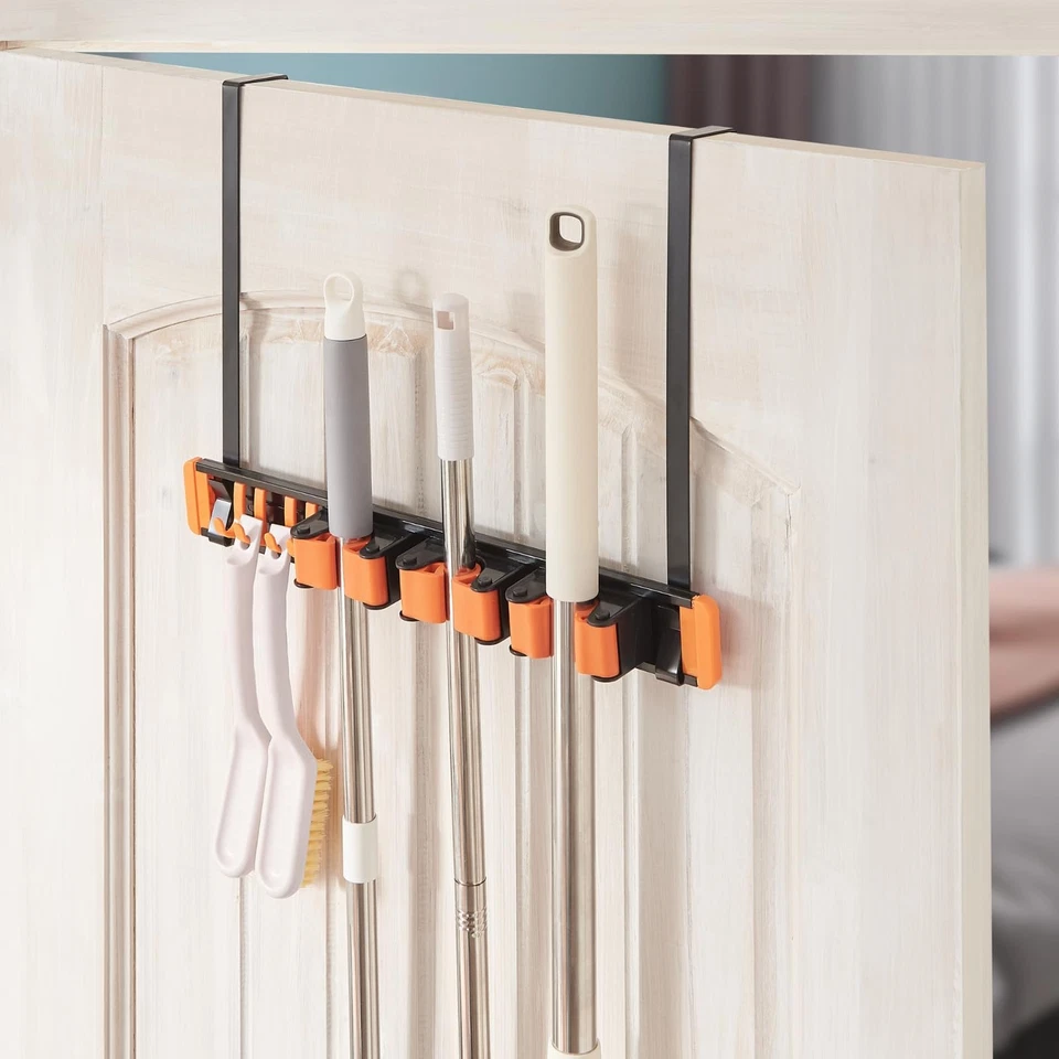 Unjumbly Broom Holder Wall Mount Drilling Mop and Broom Holder with 2 Ov...