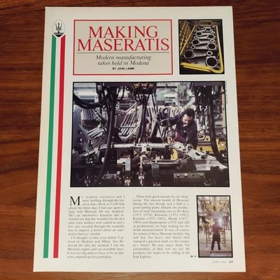 MASERATI MODERN MANUFACTURING MODENA MAGAZINE ARTICLE ROAD & TRACK - Image 1 of 3