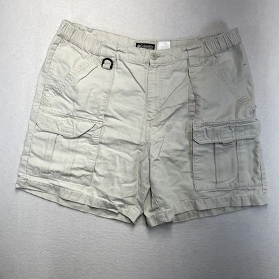 Columbia Mens Size 36 Cargo Hiking Shorts White Zip Up Button Closure 6 Pocket - Image 1 of 4