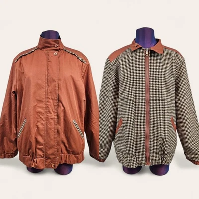 复古 Morcosia Weathercoats 男式千鸟格粗花呢羊毛双面夹克 — 第 1/4 张图片